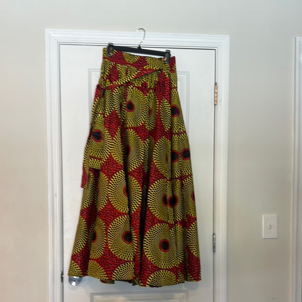 Green and Red Maxi A-Line Skirt